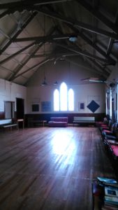 interior of the hall looking south